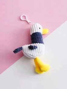 Plush Cute Cartoon Duck Doll Keychain & Fuel Duck Backpack Pendant - Blue and White - View 1