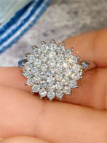 1 Miếng Cô gái Đẹp Khối Zirconia  Nhẫn Đối với Trẻ em Đối với Quà sinh nhật Cho bữa tiệc Đồ trang sức Hằng ngày Đồ trang trí - Bạc - Xem 9