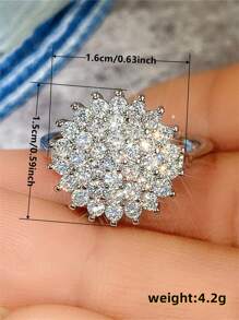 1 Miếng Cô gái Đẹp Khối Zirconia  Nhẫn Đối với Trẻ em Đối với Quà sinh nhật Cho bữa tiệc Đồ trang sức Hằng ngày Đồ trang trí - Bạc - Xem 3