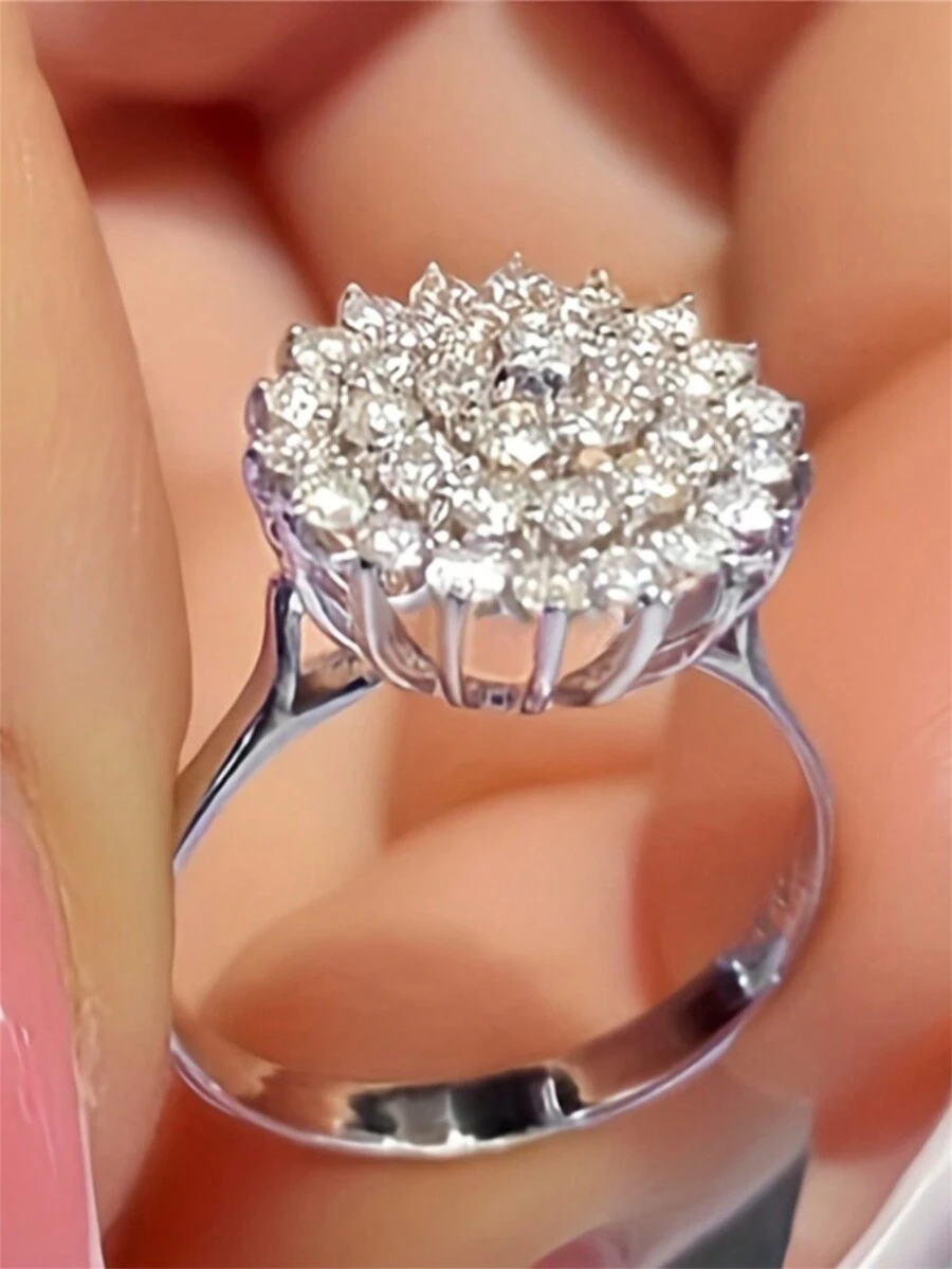 1 Miếng Cô gái Đẹp Khối Zirconia  Nhẫn Đối với Trẻ em Đối với Quà sinh nhật Cho bữa tiệc Đồ trang sức Hằng ngày Đồ trang trí - Bạc - Xem 1