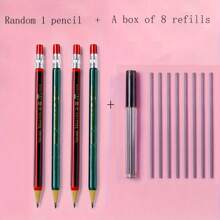 1pc Mechanical Pencil + 1 Box Refill Leads, Thick Lead Automatic Pencil With Replaceable Leads, 2B Pencil, 2pcs/Set - Multicolor - View 1