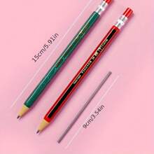 1pc Mechanical Pencil + 1 Box Refill Leads, Thick Lead Automatic Pencil With Replaceable Leads, 2B Pencil, 2pcs/Set - Multicolor - View 2