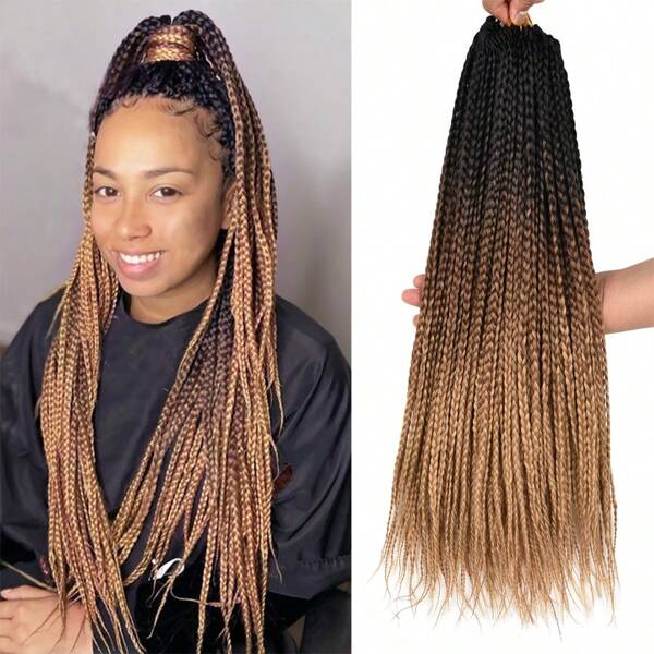 Cabello De Trenzas De Caja De Ganchillo De 18 Pulgadas De Longitud, Pelo De Ganchillo Pre-looped Para Trenzas De Caja De Ganchillo Pequeñas Sin Nudos Y Extensiones De Trenzas De Caja Ombre Negras Marron Claro