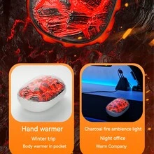 1pc Rechargeable Mini Portable Electric Hand Warmer With 2 Temperature Settings And Dynamic Charcoal Fire Atmosphere Light For Home Office Use, Winter Handheld Heating Pad - Pink - View 3