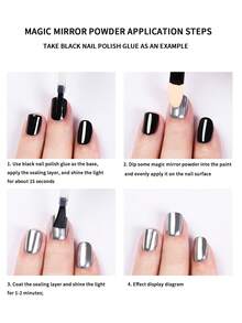 1瓶y2k藍色銀鏡,10瓶y2k美學金屬鏡面效應全息變色顏料,共10種適用於美甲gel指甲油美人魚獨角獸磨砂粉,diy - 藍色 - 查看 4