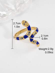 1pc Gorgeous & Personalized Open Snake Shaped Zirconia Ring For Women, Perfect For Dating Or Party, Gift - Multicolor - View 6
