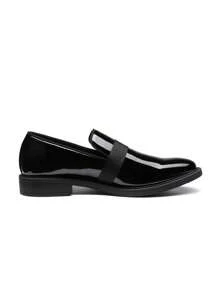 Men Dress Tuxedo Shoe Slip-On Classic Patent Leather Loafers For Formal Events And Special Occasions Christmas Style - Black - View 4