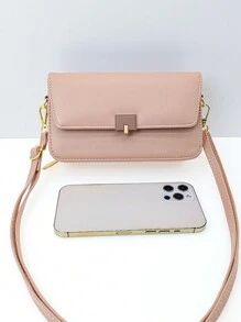 小型信使手機錢包柔軟PU時尚翻蓋手機錢包，拉鍊多功能大容量手機錢包，雙層手機錢包大容量卡片套 - 粉色 - 查看 5