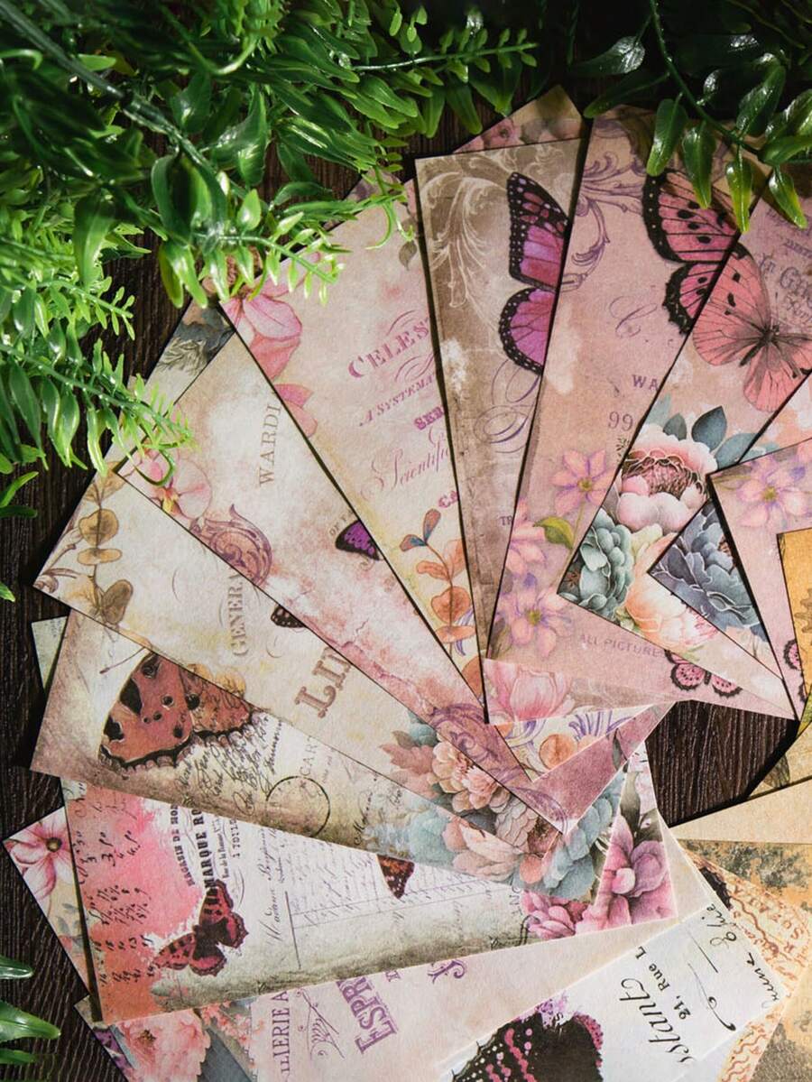 30入組蝴蝶主題設計元素紙,蝴蝶圖案創意拼貼紙 - 彩色 - 查看 1