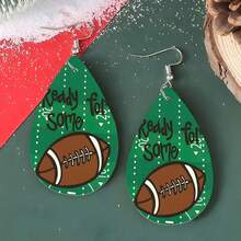 1 Pair St. Patrick's Green Football Wooden Double Sided Earrings Women's Earrings - Green - View 5