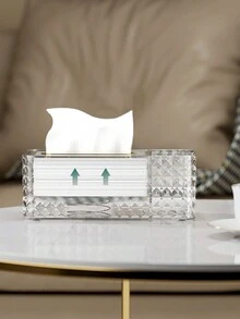 1入高端極簡風格的面紙盒,擁有輕奢風格,適用於咖啡桌和辦公室裝飾和收納 - 白色 - 查看 3