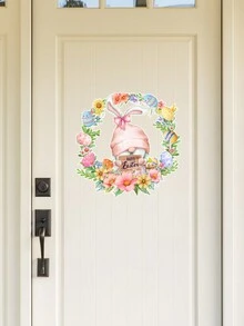 1片復活節兔子形狀創意門貼家居裝飾自粘牆貼 - 彩色 - 查看 2