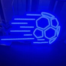 足球霓虹燈,適用於臥室、生日派對、家庭、大學、俱樂部裝飾 - 藍色 - 查看 3