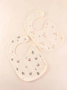 2pcs/Set Baby Bibs With Fruit & Floral Pattern, Waterproof & Drool-Proof With Adjustable Snap Closure - Multicolor - View 3