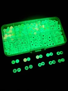 1盒4x7mm發光字母亮光亮片無孔丸子彩色豆子,圓形寶石婚禮首飾製作配件 - 熒光色 - 查看 2