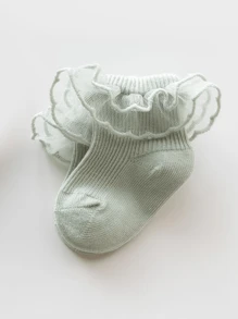 4pairs/Pack Children's Double Needle Comfortable Frilled Lace Cuff Ankle Socks, Loose Mouth For Newborn Baby Girls - Multicolor - View 9