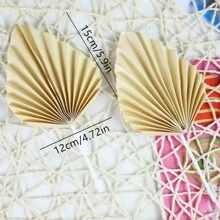 2/4pcs Leaf Folding Fan Cake Toppers For Baking & Decoration - Beige - View 2