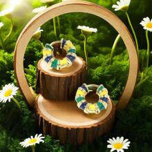 2024春季歐式風格銅滴釉耳環1對,純銅工藝製作,春天的顏色。適合女性春節/大學/商業/節日/派對/日常佩戴 - 女孩氣息艷麗色彩銅耳環 - 查看 2