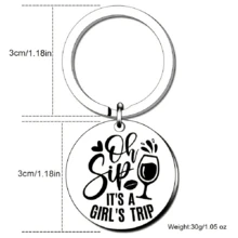 1入oh Sip這是一個女孩之旅不銹鋼鑰匙圈,單身派對禮物給男士 - 銀色 - 查看 2