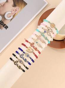 12pcs/Bracelet Adjustable Handmade Colorful Beaded Bracelet For Women, Men, Teenagers - Colorful - View 1