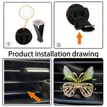 1入組水晶鑽飾蝴蝶車用空氣清新夾,可愛汽車內飾,男女皆宜禮物(藍色/綠色) - 隨機 - 綠色 - 查看 3