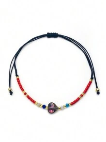 LORRILIA 12入組波西米亞水晶桃心明亮閃亮的日本米珠編織手鍊,可愛的手鍊,適合女孩子作為禮物,批發珠寶 - 彩色 - 查看 7