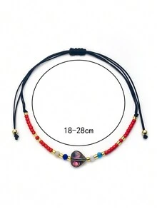 LORRILIA 12入組波西米亞水晶桃心明亮閃亮的日本米珠編織手鍊,可愛的手鍊,適合女孩子作為禮物,批發珠寶 - 彩色 - 查看 4