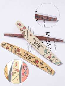 12pcs 240/240 Green Printed Nail File For Makeup - Multicolor - View 2