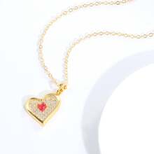 1pc Classic & Fashionable Heart Shaped Pendant Necklace With Rhinestone Detail, Perfect Gift For Valentine's Day - Gold - View 2
