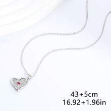 1pc Classic & Fashionable Heart Shaped Pendant Necklace With Rhinestone Detail, Perfect Gift For Valentine's Day - Gold - View 7