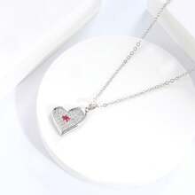 1pc Classic & Fashionable Heart Shaped Pendant Necklace With Rhinestone Detail, Perfect Gift For Valentine's Day - Gold - View 3