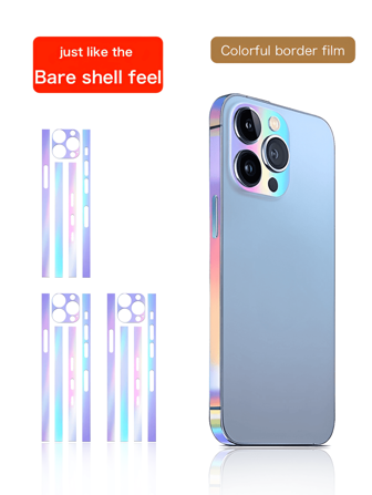 兼容 手机，彩色夜光手机边框保护膜 + 镜头装饰贴纸，自修复，防指纹手机边框膜，夜光效果，防刮，防水，兼容 12/13/14 Pro Max/15 Pro/16/16 Pro/16 Plus/16 Pro Max 系列