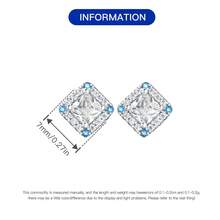 1 對 925 純銀幾何簡約方形鋯鑲釘耳環適合女士日常佩戴生日禮物訂婚結婚紀念日珠寶女士禮物 - 藍色 - 查看 4