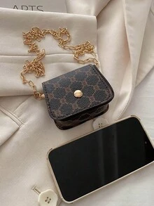 1個女式時尚輕奢對比色迷你軟蓋肩背包，適用於約會