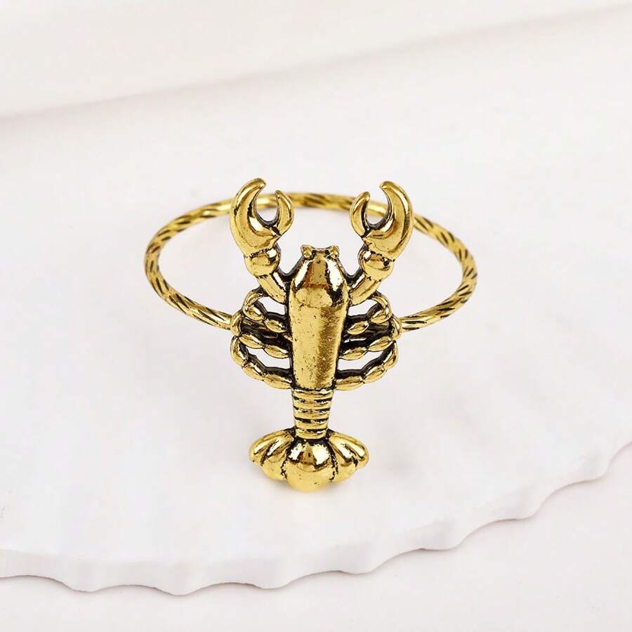 1pc Ocean Collection Metal Lobster Napkin Rings Party Table Decorations - Gold - View 1