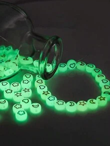 1盒4x7mm發光字母亮光亮片無孔丸子彩色豆子,圓形寶石婚禮首飾製作配件 - 熒光色 - 查看 7