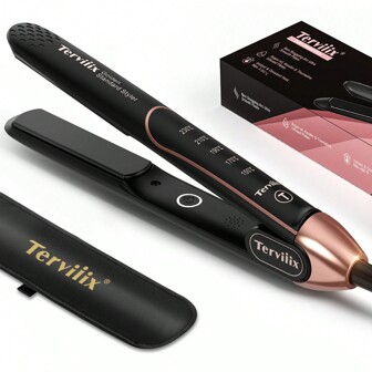  Terviiix AKT Ceramic Professionl Hair Straighteners, ARC Non-Snagging Plate Design, 25mm Flat Iron And Curler 2 In 1, 15s Ultra Fast Heating, Dual Voltage, Auto Shut Off, (UK Plug)