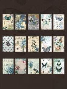 30pcs Butterfly Themed Element Material Paper Of The Forest Series, Creative Collage And Diy Paper - Multicolor - View 5