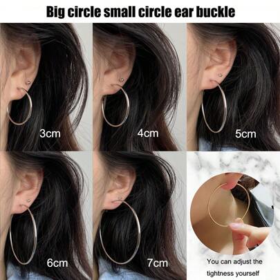 2 件优雅女士不锈钢环形耳环，复古波西米亚风格大圆圈设计，金色和银色，适合日常佩戴、礼物、性感，是派对、婚礼、音乐节的时尚配饰