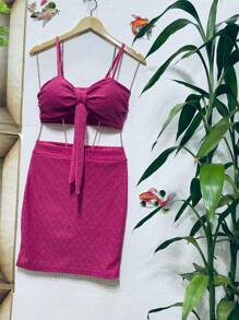 Women Two-Piece Outfits - 粉色 - 查看 3