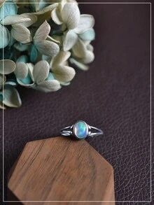 1只手工製作的復古5a天然蛋白石925純銀戒指,適合女性日常佩戴 - 款式D開口可調 - 查看 8