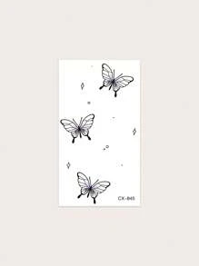 1pc Waterproof, Sweatproof, Washable, Non-Reflective Temporary Tattoo Sticker With Three Colorful Butterflies Perfect For Daily Wear - Multicolor - View 3