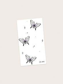 1pc Waterproof, Sweatproof, Washable, Non-Reflective Temporary Tattoo Sticker With Three Colorful Butterflies Perfect For Daily Wear - Multicolor - View 4