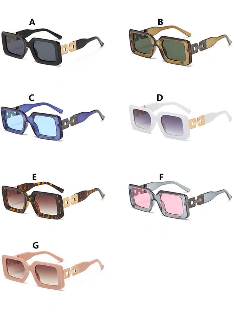1pair Women's Square Frame Fashion Glassesable And Versatile For Summer Outfits - Multicolor - View 1