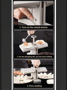 1pc Dumpling Machine Press ,Large Household Double Head Automatic Dumpling Machine Mold For Dumpling Wrapping Dough Stamp Cutter Pastry Pie Making Dumpling Machine - White - View 5