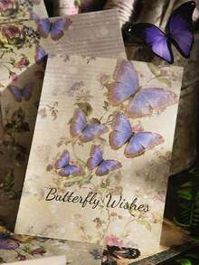 30 Sheets Butterfly Themed Creative Collage Material Paper, Butterfly Element Material Paper In Pink, Purple And Misty Colors - Multicolor - View 4