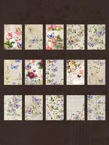 30 Sheets Butterfly Themed Creative Collage Material Paper, Butterfly Element Material Paper In Pink, Purple And Misty Colors - Multicolor - View 5