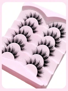 Asiteo New Style 5 Pairs Wet Look Manga Curl Thick Full Strip Lashes Natural Long Faux Mink Eyelashes