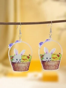 1 Pair Minimalist Rabbit Hanging Drop Earrings Women Easter Dangle Jewelry - Multicolor - View 1