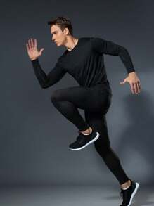 4pcs/Set Boyfriend Style Men's Fitness Clothing Set, Compression Running Basketball Training Clothes, Quick-Dry Workout Gym Sportswear Gym Clothes Boyfriend Style Men, Athletic Suit, Tracksuit Boyfriend Style Men Two Pieces Outfits